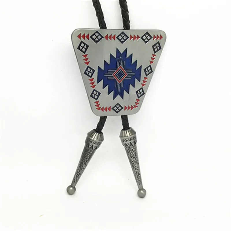Western cowboy bolo tie shield snowflake oil zinc alloy leather collar rope 250430