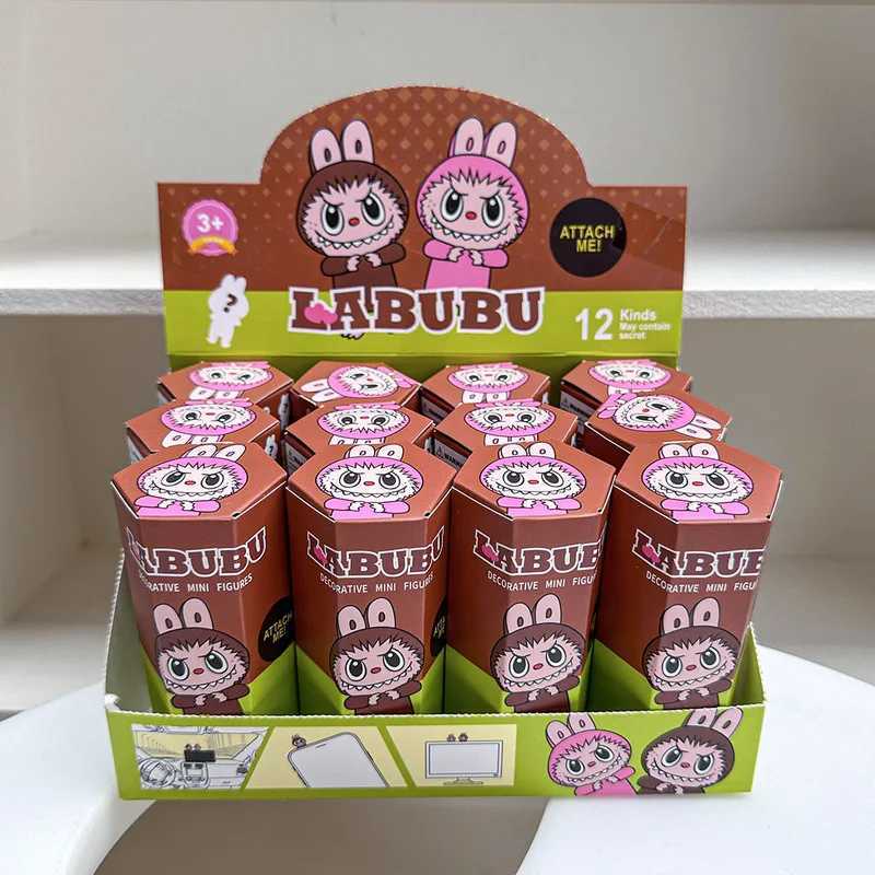 12 piece blind box Hippers Angel Labubu sticker car desktop decoration mini character doll mystery box surprise toy wholesaleT250430