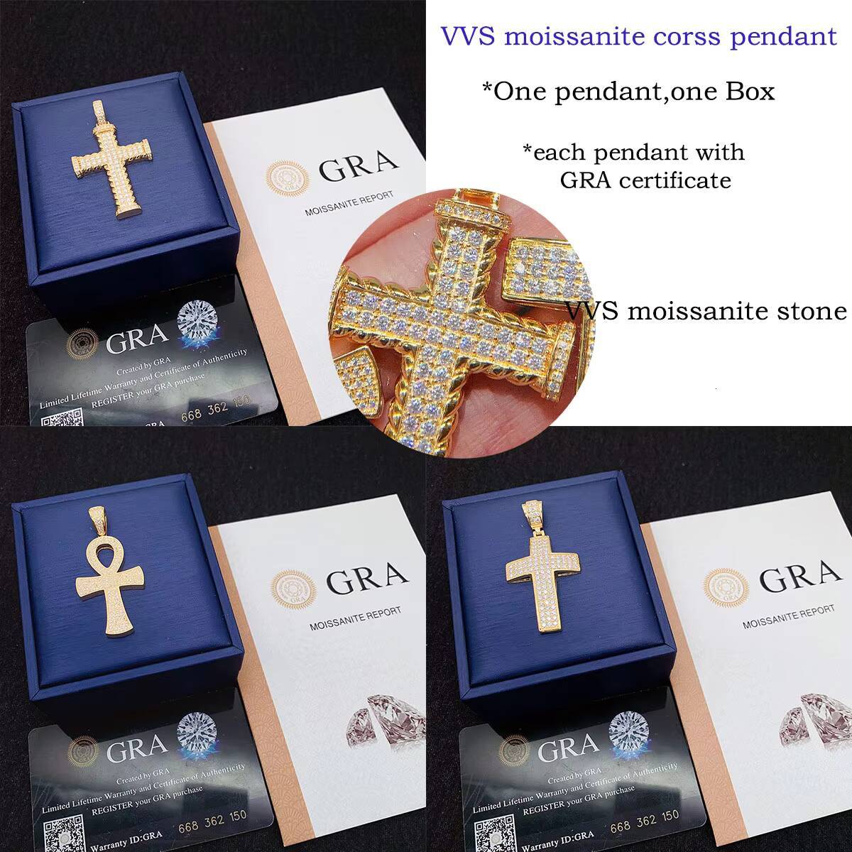 Super Cheap Moissanite Cross Pendant Fashion Ready to Ship Iced Out Pendant VVS Moissanite 925 Sterling Silver Pendant Charms