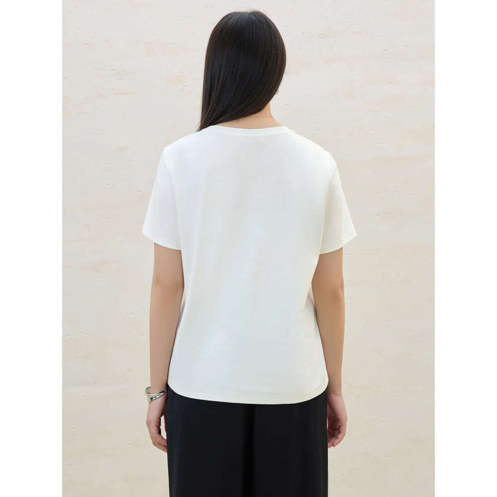 DUSHU Plus Size Minimalist Style Letter Embroidered Short-Sleeved T-Shirt 2025 Summer New Versatile Casual Fashion Top 25Ds82106