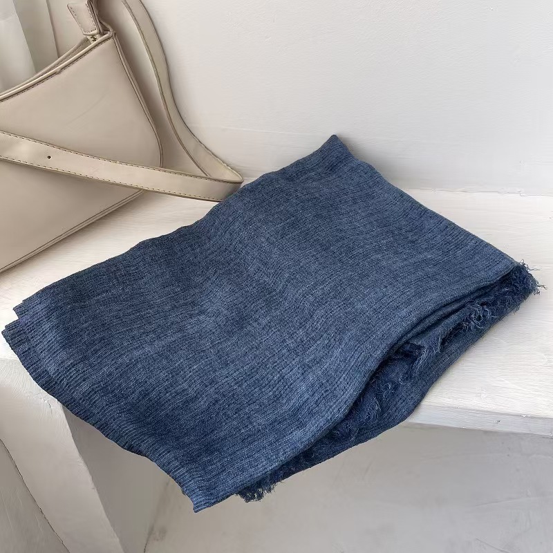 T597 scarf women autumn literary fresh all-match contrast color striped texture men and women the same cotton and linen thin shawl neck scarf spring a