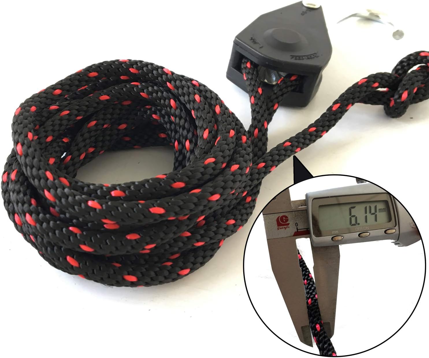 Rope Tie Downs, 1/4 in. X 10 ft. Heavy Duty Rope Lock Adjustable Ratchet Pulley for Kayak Canoe (2-Pack)