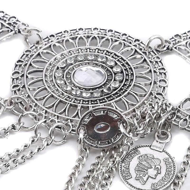 Chain Belly Dance Performance Tassel Women European American Fashion Trend Retro Hollow Crystal Coin Waist Accessory