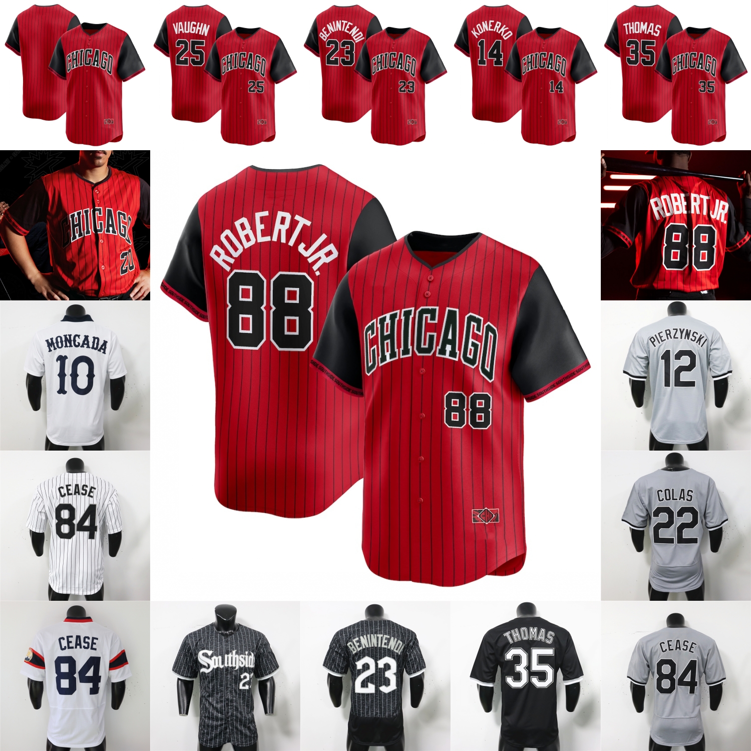 2025 City Connect Luis Robert Jr. Jersey Pierzynski Crede Konerko Juan Uribe Jermaine Dye Podsednik Frank Thomas Mark Buehrle Bo Jackson Sosa Colas Benintendi Vaughn