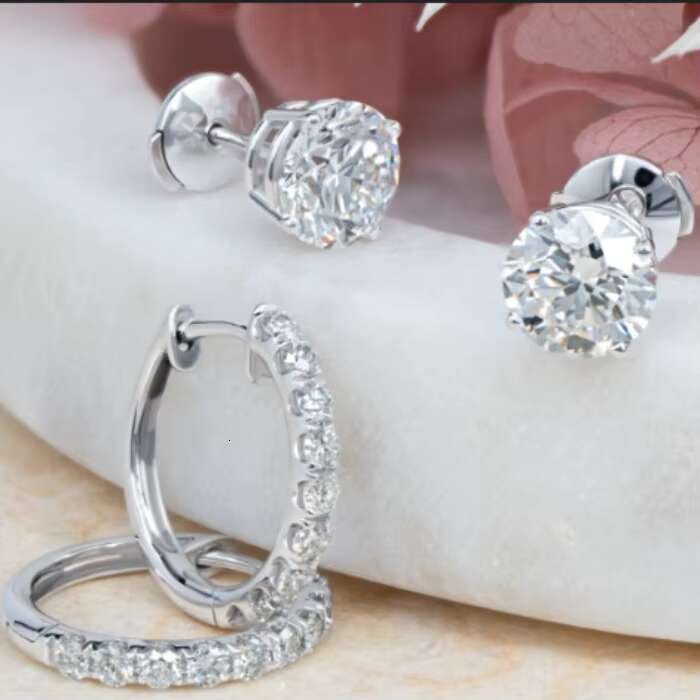 Fine Jewelry Earrings CVD HPHT Lab Grown Diamond 10K/14K/18K Gold Ice Out 1CT D Color Stud Diamond Earrings