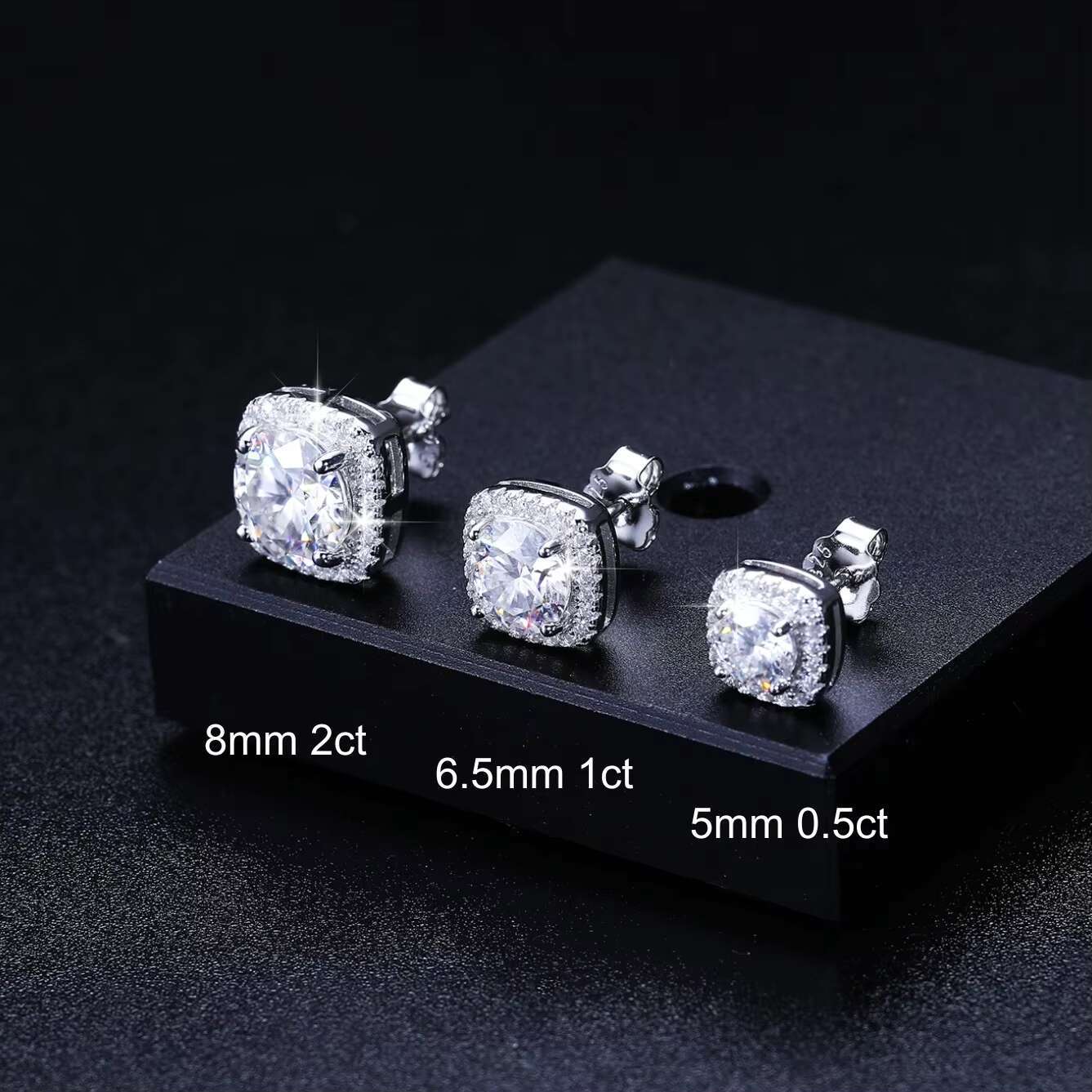 Ready to Ship 925 Sterling Silver Hip Hop VVS Moissanite Stud Earrings Gold Plated Hot Selling Fine Jewelry With Diamond Tester