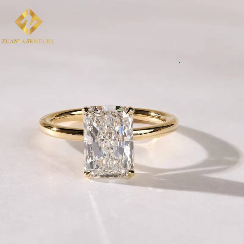 Zuanfa Jewelry Custom Crushed Ice 14K Solid Gold Lab Grown Diamond Wedding Rings Lab Diamonds Rings Radiant Cutting