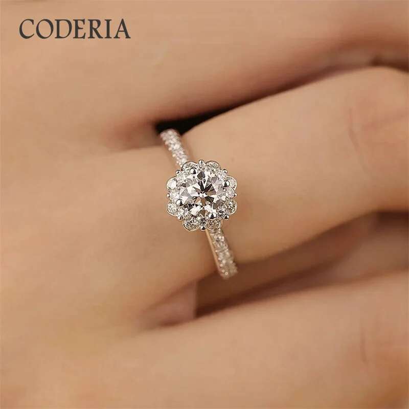 1 carat Moissanite Wedding Ring Round Diamond Cut Certified 925 Sterling Silver Engagement Ring for Women