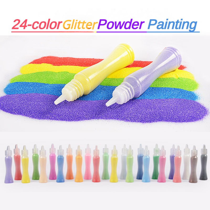 Color Powder Painting Set DIY Coloring Books for Kids Educational Safe Scientific Toys Luminous Material Cartoon Character Gift
