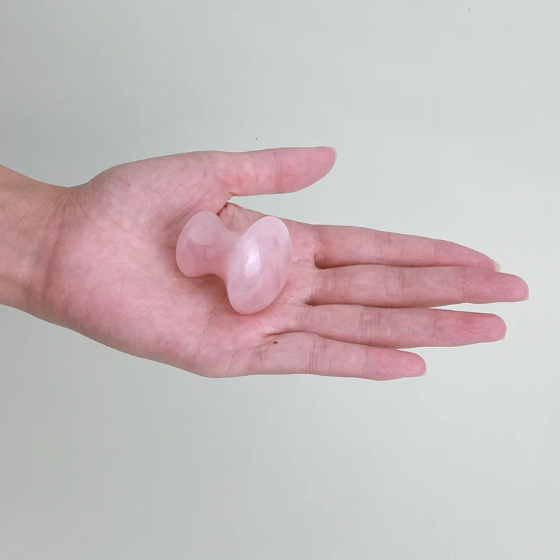 Jade Mushroom Shape Scraping Board Natural Rose Quartz Crystal Guasha Stone For Spa Relaxing Meditation Massager Skin Tool 250424