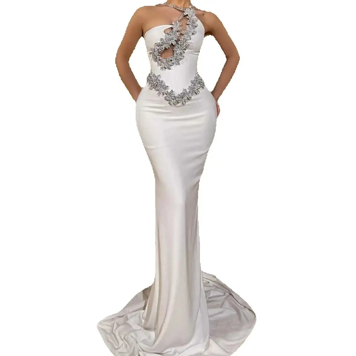 Simple Halter Celebrity Evening Dresses Elegant Sleeveless Prom Dresses Crystal Appliques Floor Length Party Women Formal Gowns