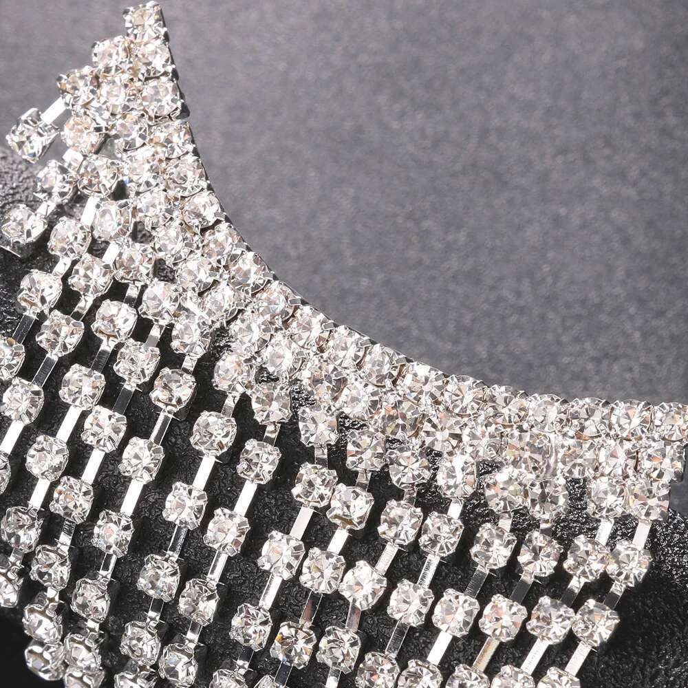 Stonefnas Long Tassel Clip Earrings No Piercing For Women Rhinestone Ear Cuff Unusual 2024 Trend New Women's Jewelry