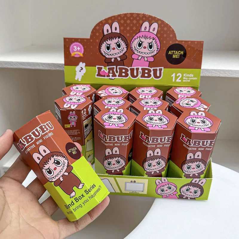 12 piece blind box Hippers Angel Labubu sticker car desktop decoration mini character doll mystery box surprise toy wholesaleT250430