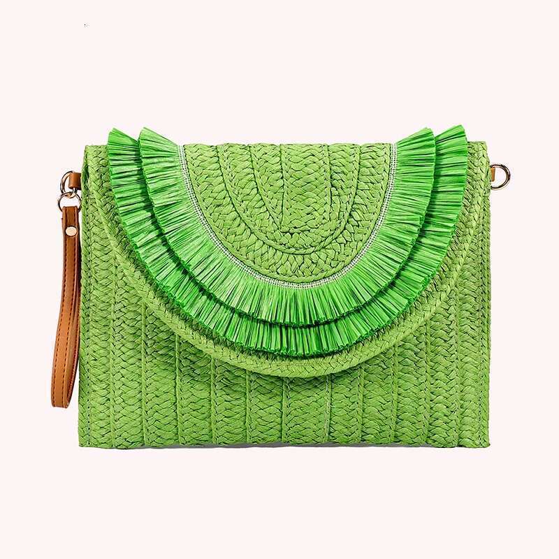 Raffia Straw Weaven Fashion Ladies Wrist Clutches Summer Women Shoulder Crossbody Bags Handmade Handbags Purse Beach Bag Bag