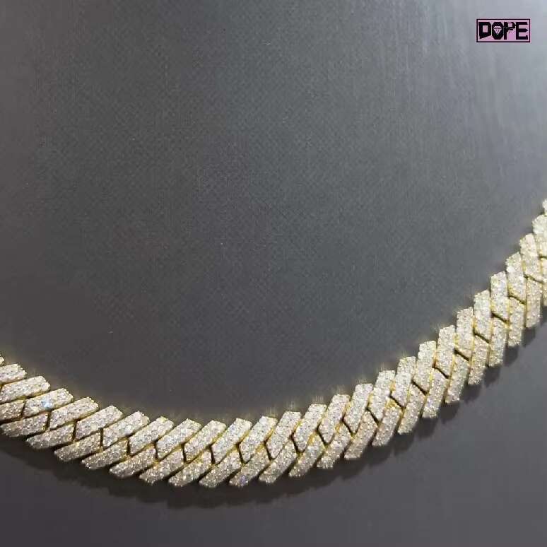 In Stock Cuban Chain Luxury VVS 10mm Iced Out 14k Gold Plated 925 Silver Hiphop Moissanite Cuban Link Chain