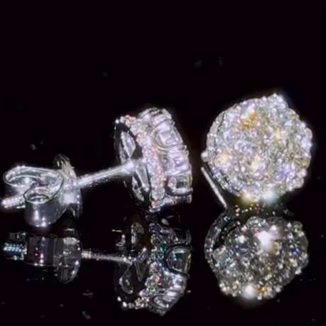 Popular Earrings Hiphop Iced Out Cluster Crown Stud Earring 925 Sterling Silver VVS Moissanite Earrings