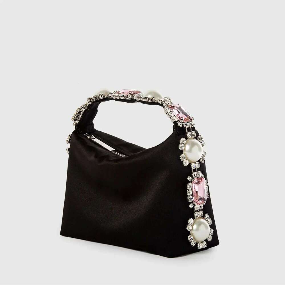 Dias Feather Handbags Pearls Party Evening Bags for Women 2023 Designer Satin Square Clutch Wedding Purses Tote