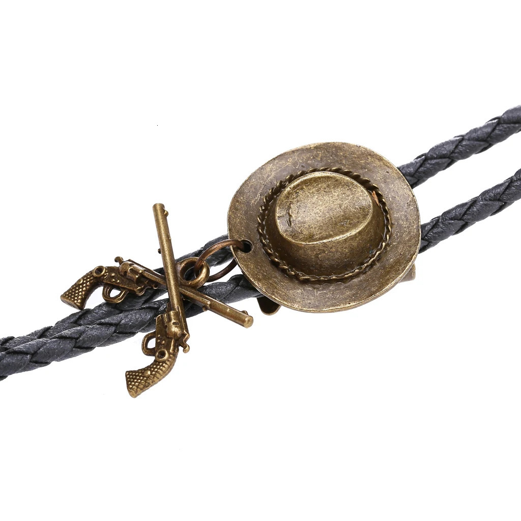 Western cowboy double gun hat bolo tie riding fashion accessories metal bolo tie 250430
