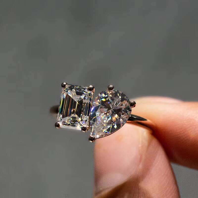 KIBO High-end Fine Jewelry Customized 2carat Moissanite Diamond Wedding 14k Solid Gold Moissanite Engagement Ring Women