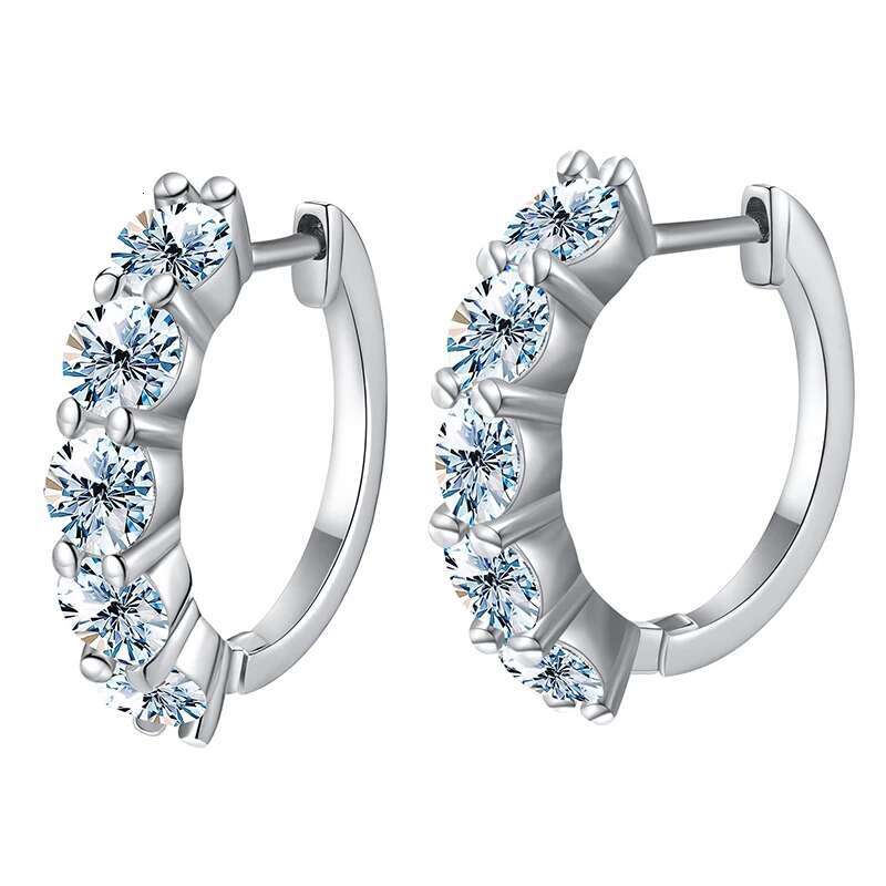 KNB 3ct Wedding Moissanite Diamond Hoop Earrings 925 Sterling Silver Plated Platinum Huggie Earring with Luxury Fine Jewelry