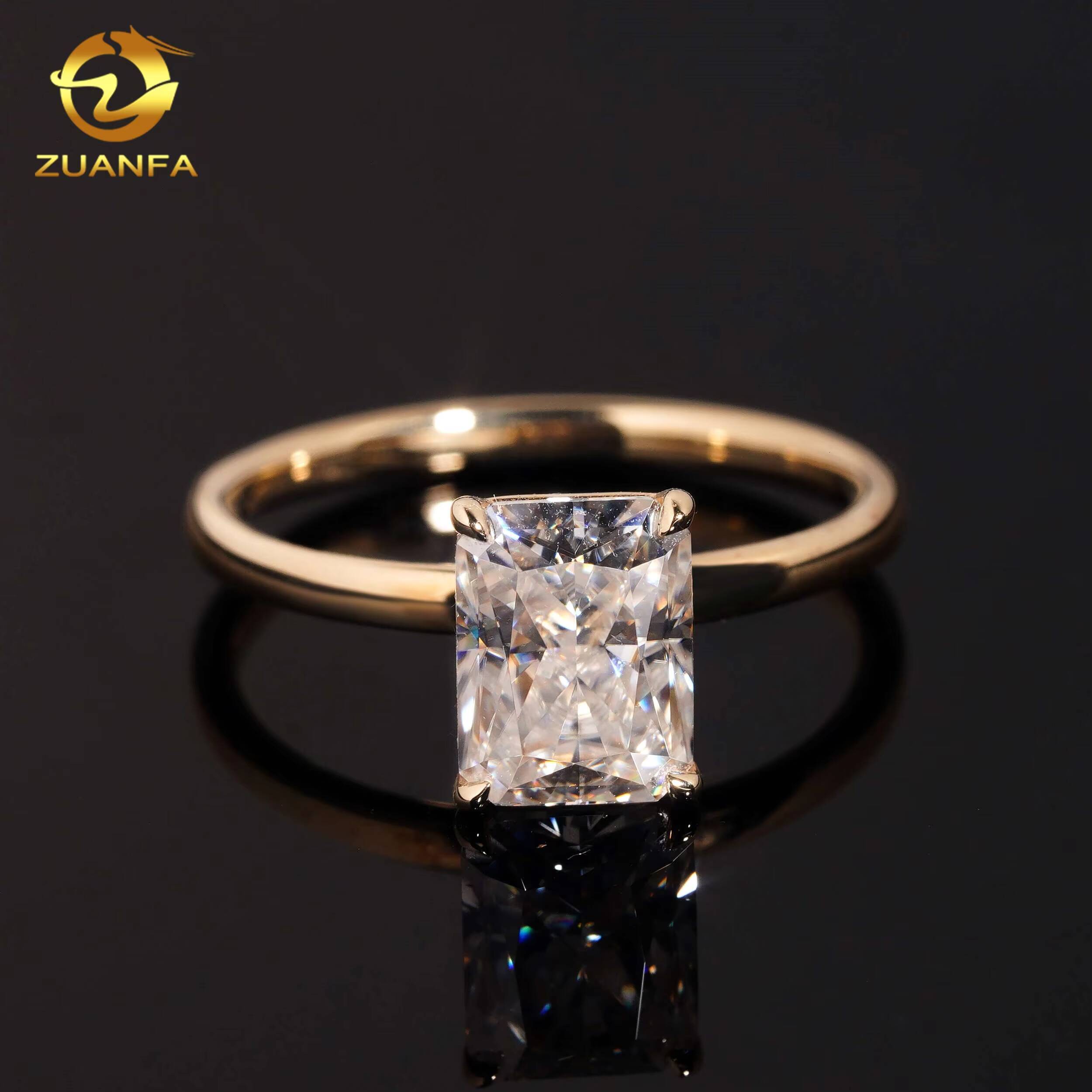 Custom Solitaire Radiant Cut Moissanite Pass Diamond Test Real10K 14K 18K Rose/Yellow/White Gold Wedding Engagement Ring