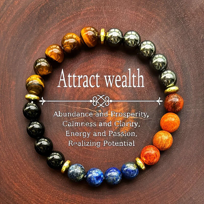 Temu Xiyin TK bracelet with tiger's eye, obsidian, lapis lazuli, chalcopyrite