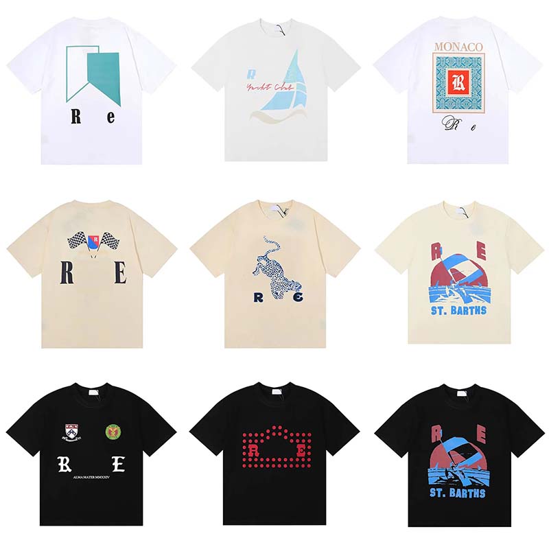 rhudeshrit shorts mens shorts t shirts High street Fashion designer shorts for men shirt short sleeve print crewneck Casual t-shirt Top Tee Asian size