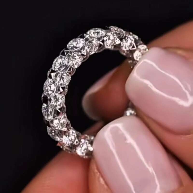 Eternity Lab Diamond Ring 925 sterling silver Jewelry Engagement Wedding band Rings for Women Bridal Fine Party Gift