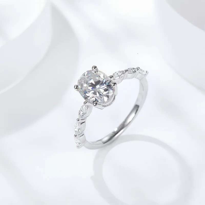 2CT D Color 18K Gold Shaped Moissanite Womens Ring 925 Silver Oval Egg Shape Moissanite Diamond Ring for Women