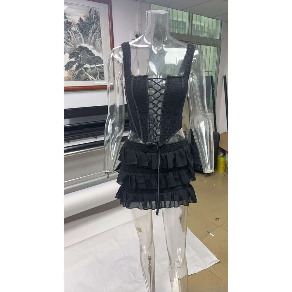 Autumn/Winter Women's Wear Brown Fishbone Strap Top Cake Half Set Skirt 2025 New Style Unique and Elegant Clothing