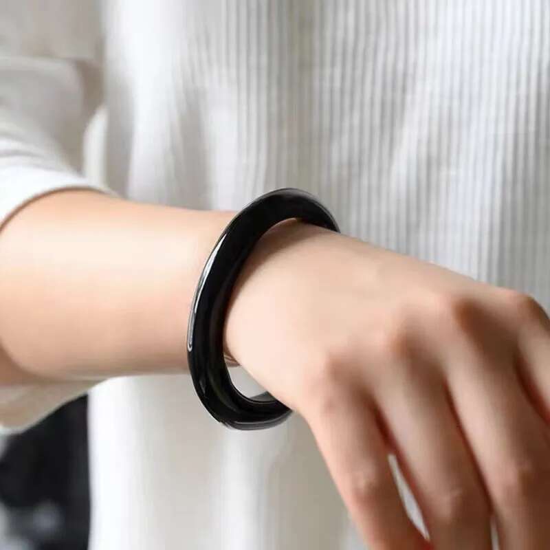 Black Green Suet Ink Jade Bracelet, Women's Model, Birthday Gift For Girlfriend And Wife