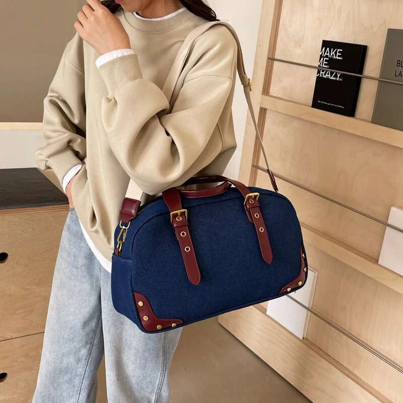 Denim For Women With Large Capacity, 2024 New Leisure Crossbody Lage Bag, High-End Short Distance Travel Bag