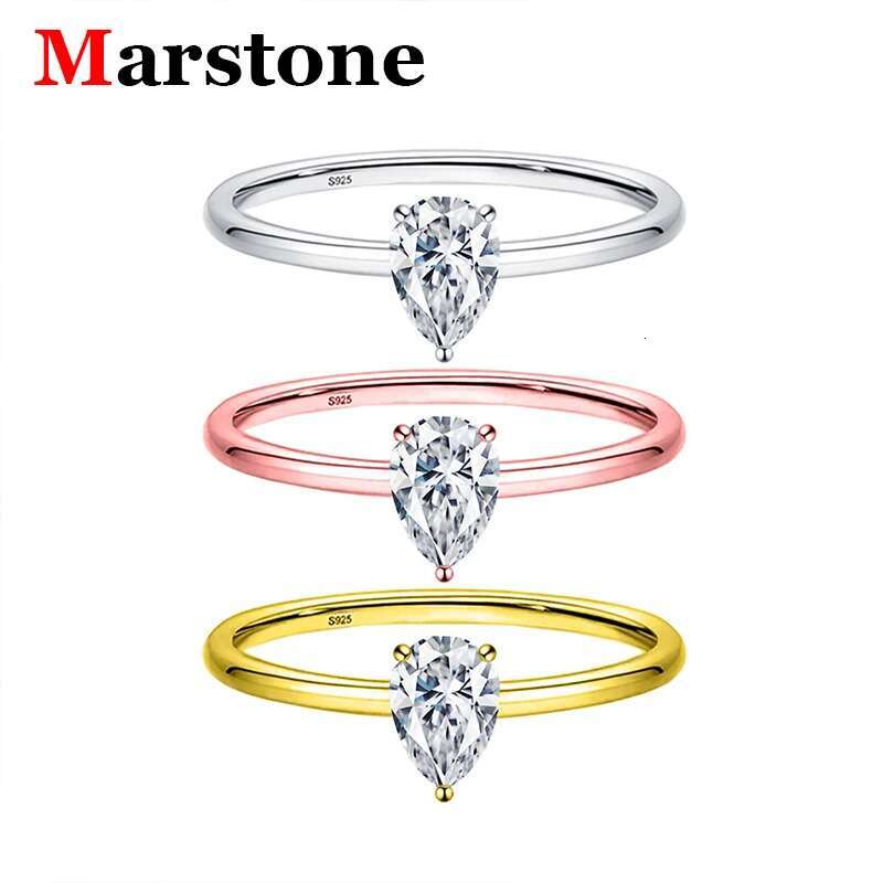 Moissanite Diamond D Color Womens Pear Asscher Emerald Ring S925 Sliver 18K White Gold Rings Fine Jewelry Gifts for Women Lady