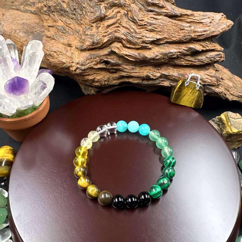 Temu Xiyin TK Natural Green Dongling Yellow Crystal Pea Tiger Eye Stone Bracelet