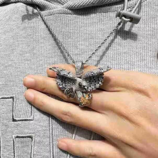 Customized eagle pattern Moissanite Chain Copper Delicate Animal Pendant Diamond Chain Falcon Necklace Ice Diamond Necklacesv