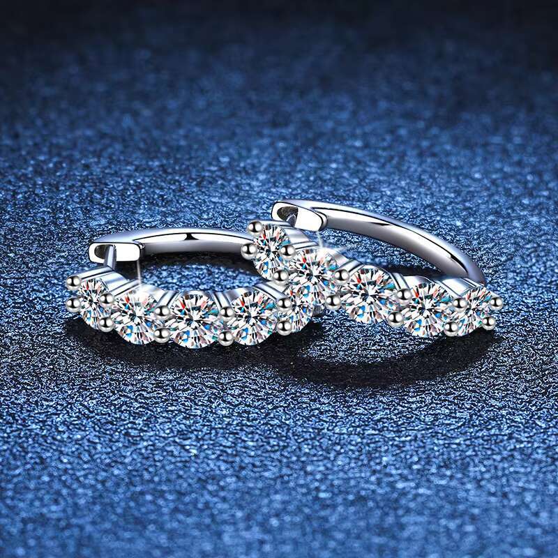WZ032 Fine 3Carat Vvs Plated Platinum 925 Sterling Silver Earring Jewelry Moissanite Wedding Engagement Earrings for Women