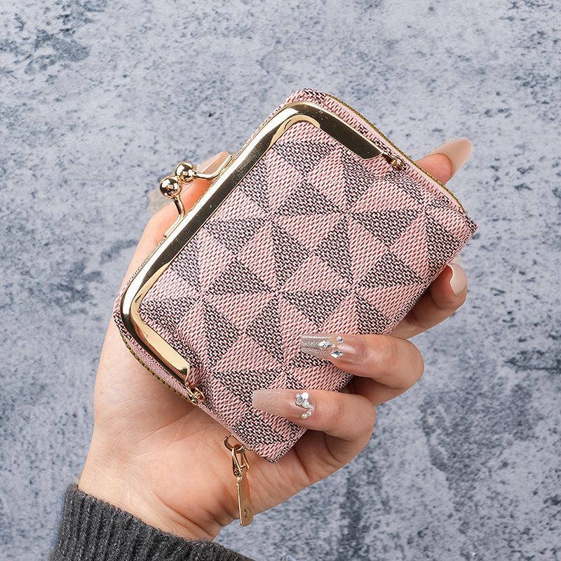 2025 New Diamond Bag Women's Printed Short Clip Coin Purse Joker Female Student Coin Purse