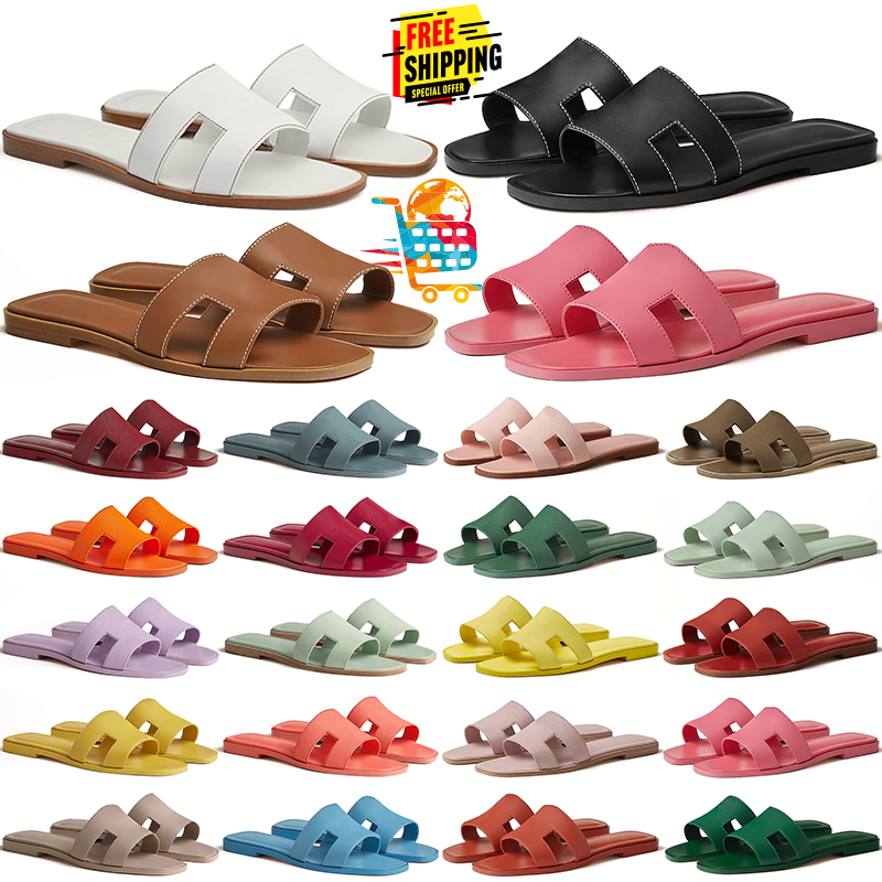 free shipping designer slippers for womens sandals luxury slides slipper leather black white green brown outdoor indoor casual shoes sliders oran sandal sandalias