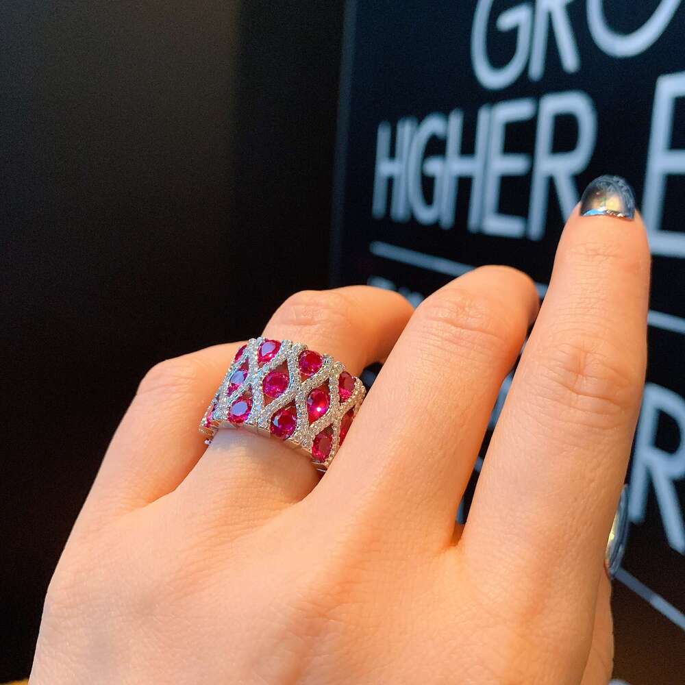 Zhuang Shengsheng Jewelry Female Simulation Colorful Treasure Wind Ring, Shining Diamond Set, Women's Ring