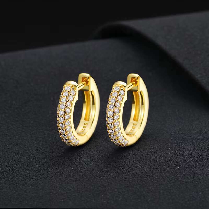 Luxury Womens Hoop Earrings New Design Iced VVS Moissanite 925 Sterling Silver Gold Plated for Hiphop Bling for Gift