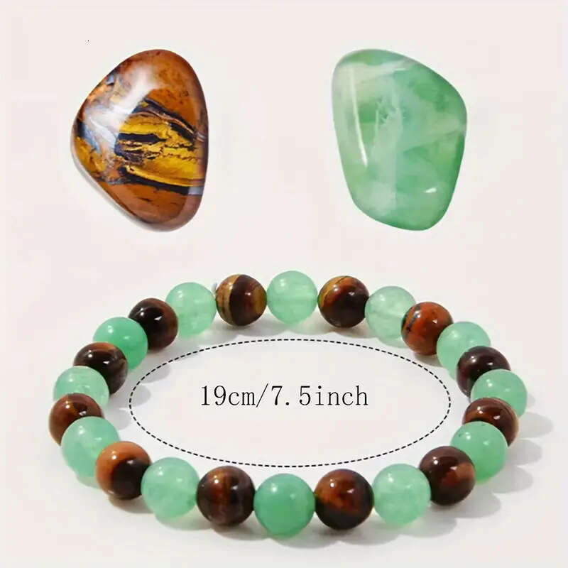 Temu Xiyin TK Natural Tiger Eye Stone Green Dongling Wealth Bracelet