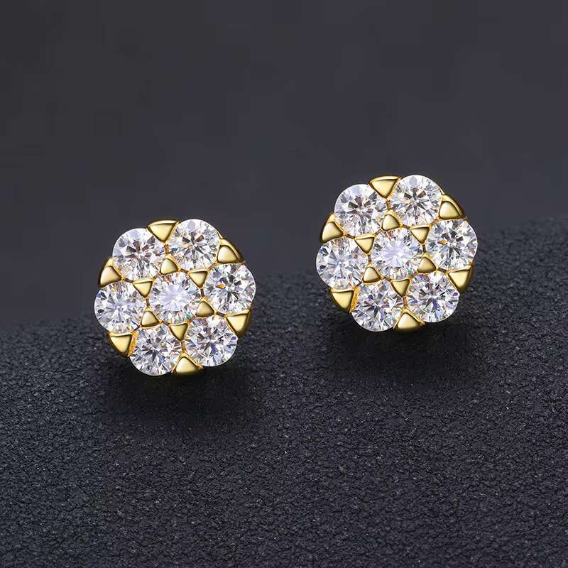 925 Sterling Silver Flower Moissanite Vintage Style Fashion Jewelry Earrings for Weddings and Parties Elegant With Unique Design