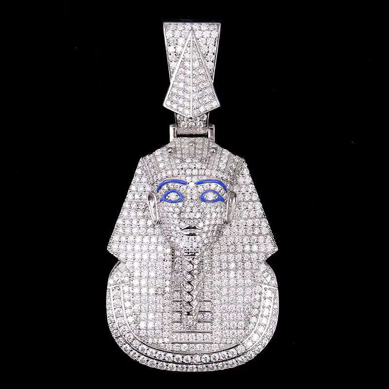 Custom Mummy Mask Pendant 925 Sterling Silver 10k14k18k Gold HipHop Moissanite Pendant Egyptian Pharaoh Iced Out Jewellery