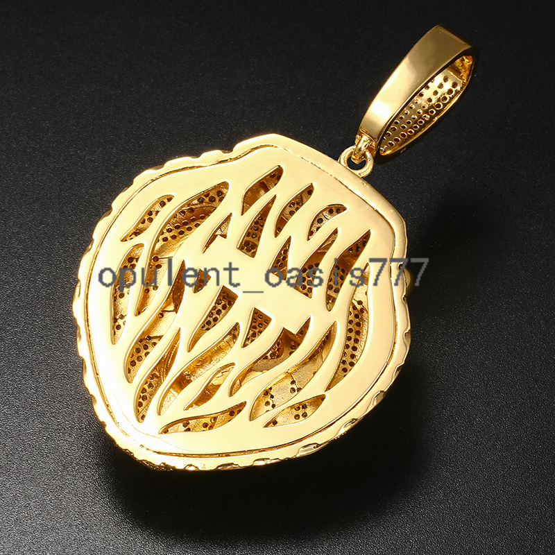 Fashion Hip Hop Jewelry 18K Gold Plated Brass Full moissanite Diamond Paved Lion Head Necklace Pendant for Rapper Jewelry
