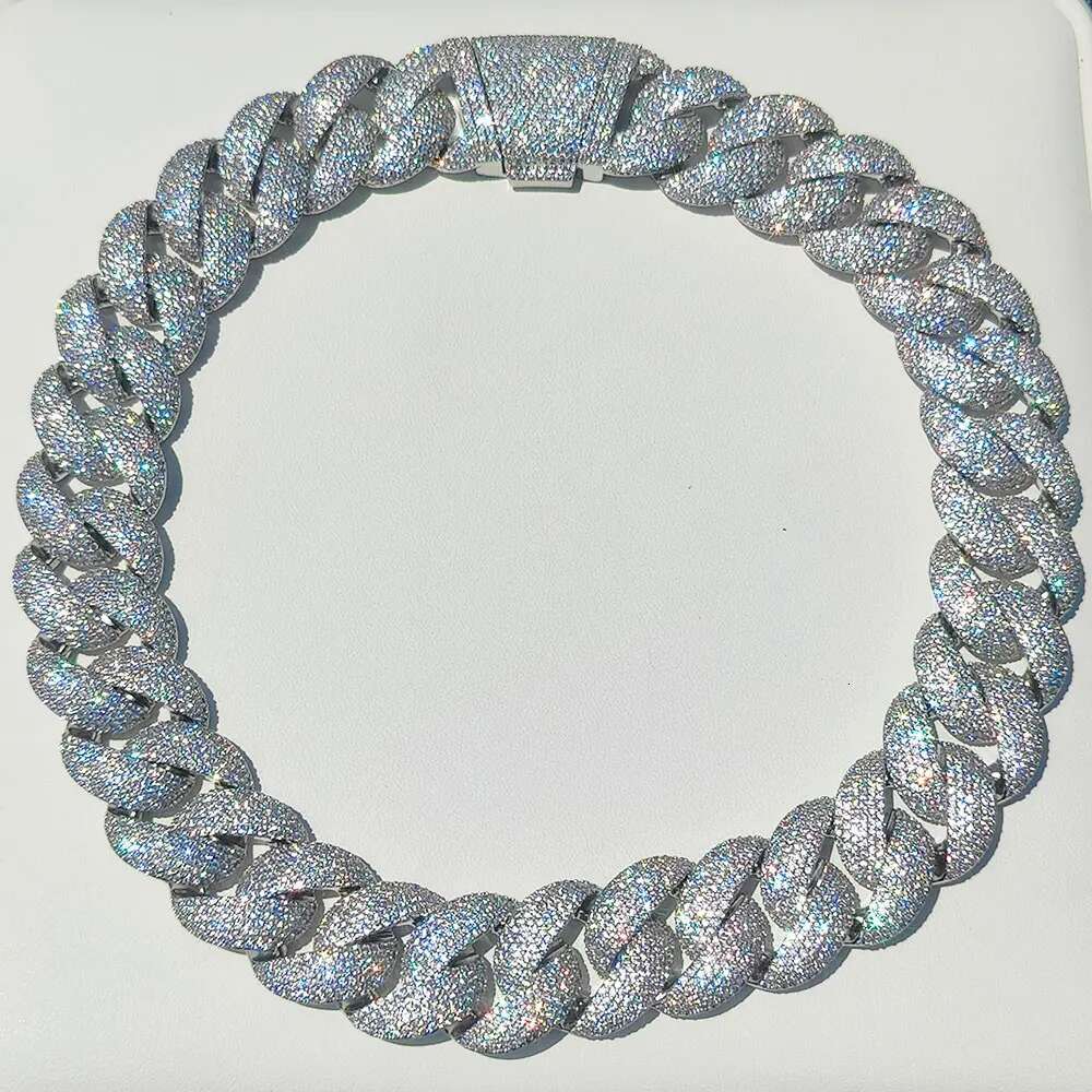 22MM 6 Rows Cluster 5A Dia Full Iced Out Cuban Link SIer/ Gold Plated Bling CZ Bubble Chain for Men Women