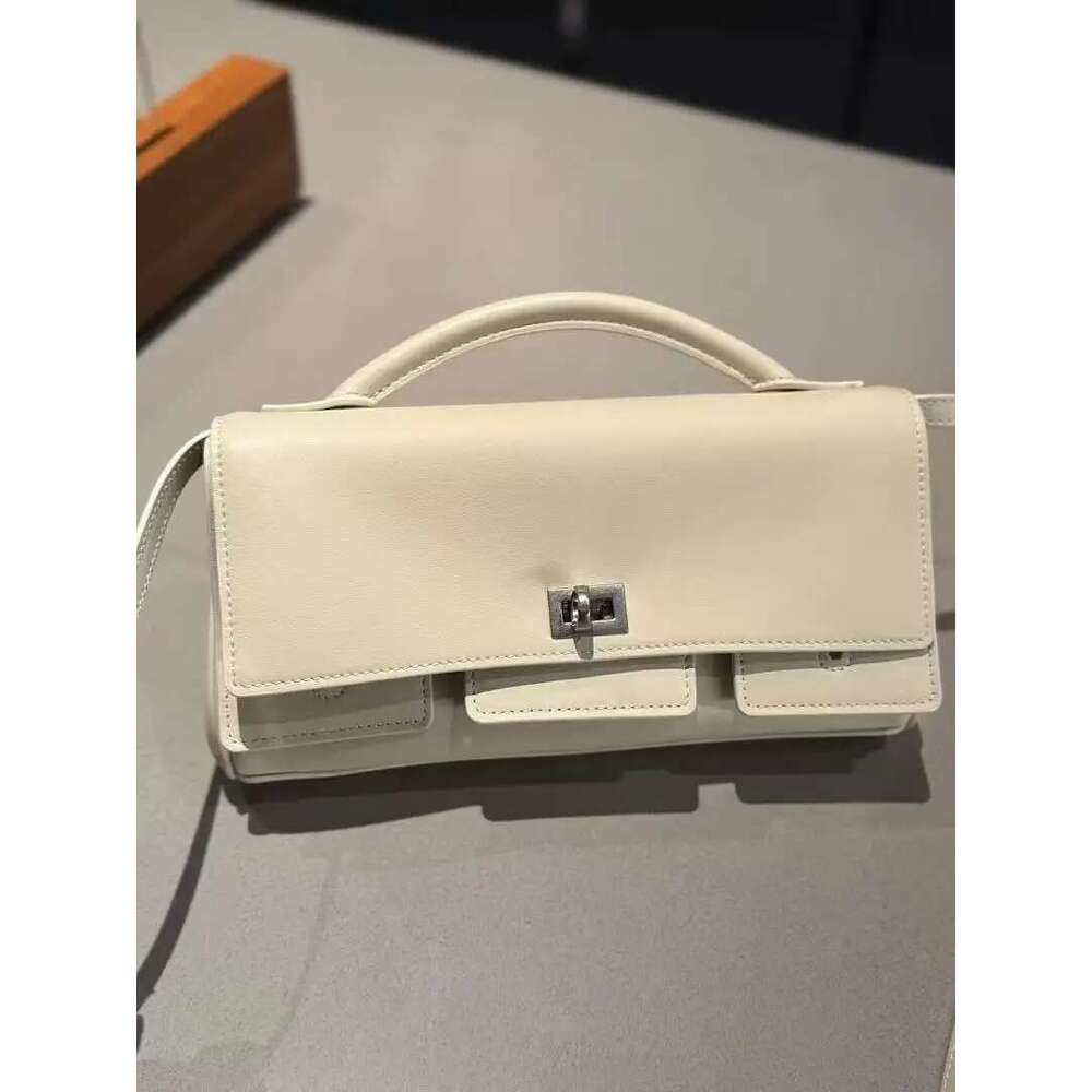Genuine leather handbag 2025 new niche design lock small square vintage motorcycle style cowhide one-shoulder crossbody bag