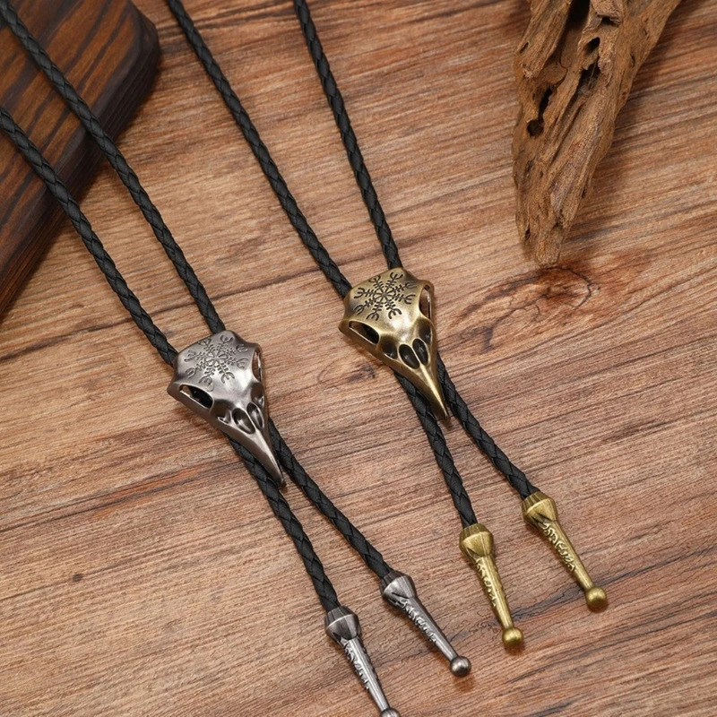 Cowboy Bolo Tie Metal Northern Symbol Crow Skull Necktie Necklace Shirt Chain 250430