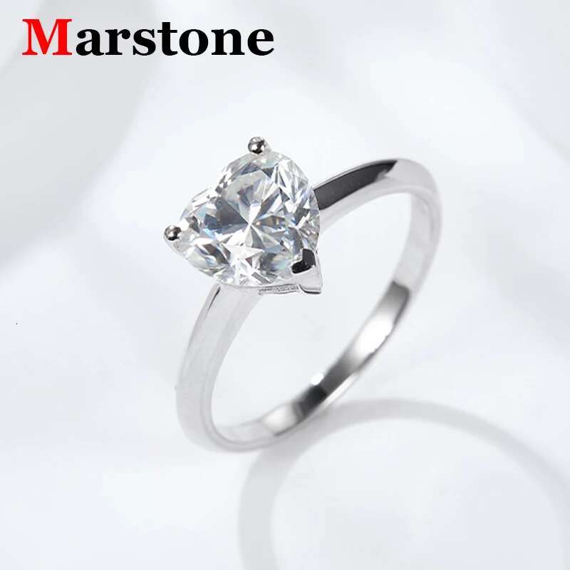1.2CT D Color Heart Moissanite Diamond Ladys Heart Ring S925 Sliver 18K Gold Plated Wedding Rings Fine Jewelry for Women