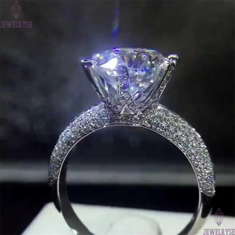 New Arrival Classical Six Claw Fashion Jewelry 925 Sterling Silver Round Cut White Topaz Pave CZ Diamond Eternity Women Wedding Ring