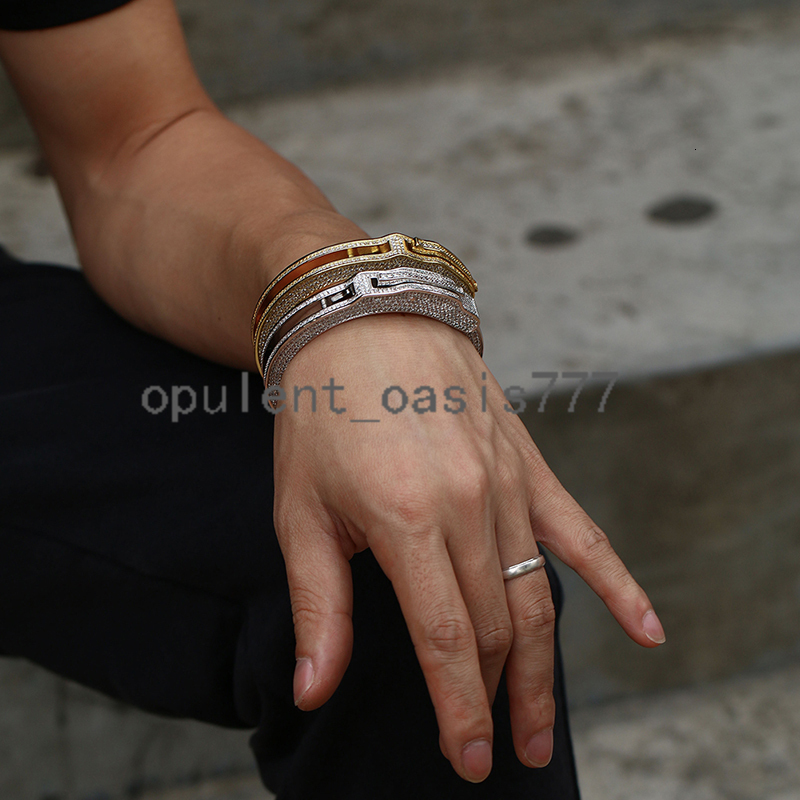 Big Size Ice Out Handcuff Cuff Bracelet Restraint Hip Hop Jewelry